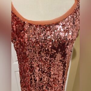 Arden B Rose Gold Sequin Party Top Blouse size medium